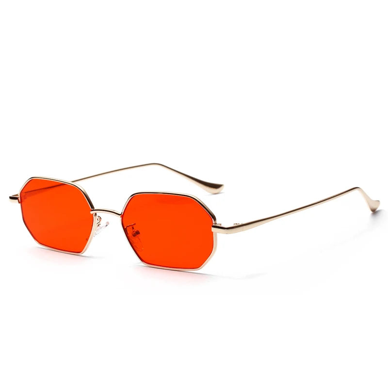 Retro Metal Red Tinted Anti-Blue Light Sunglasses (Gold Frame)