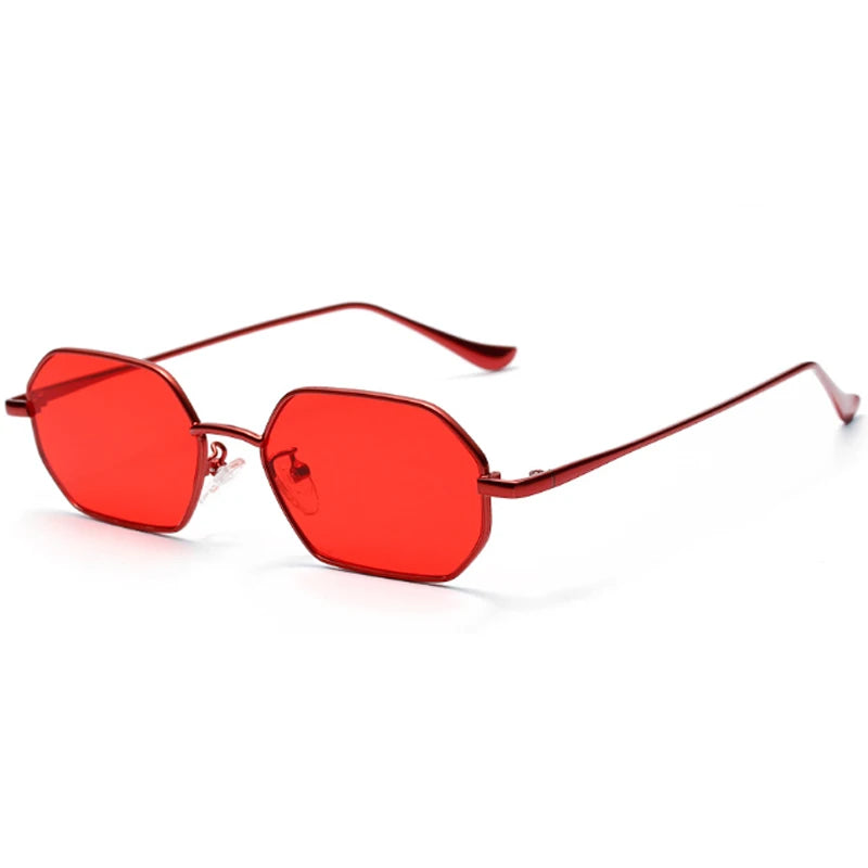 Retro Metal Red Tinted Anti-Blue Light Sunglasses (Red Frame)