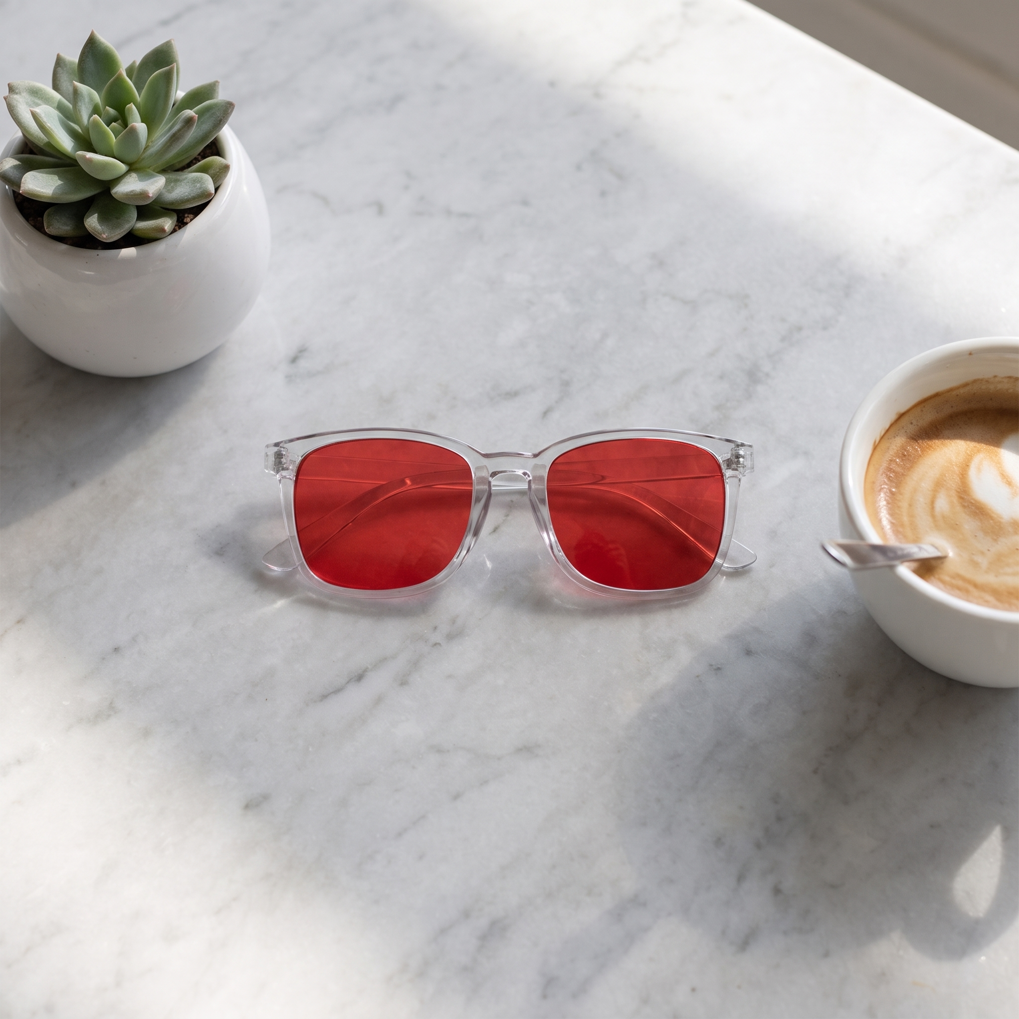 Red Tinted Anti-Blue Light Glasses (Clear Frame)