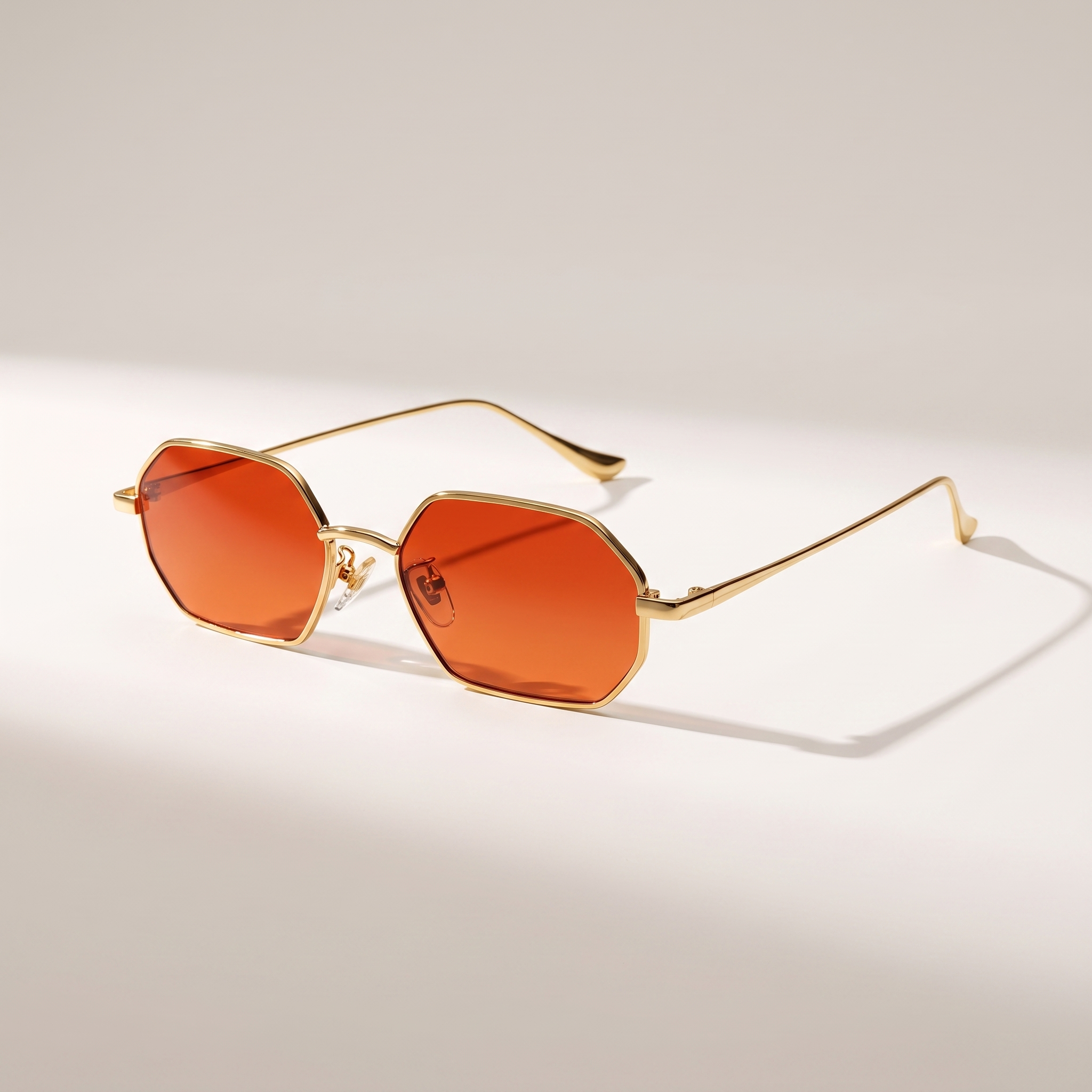 Retro Metal Red Tinted Anti-Blue Light Sunglasses (Gold Frame)