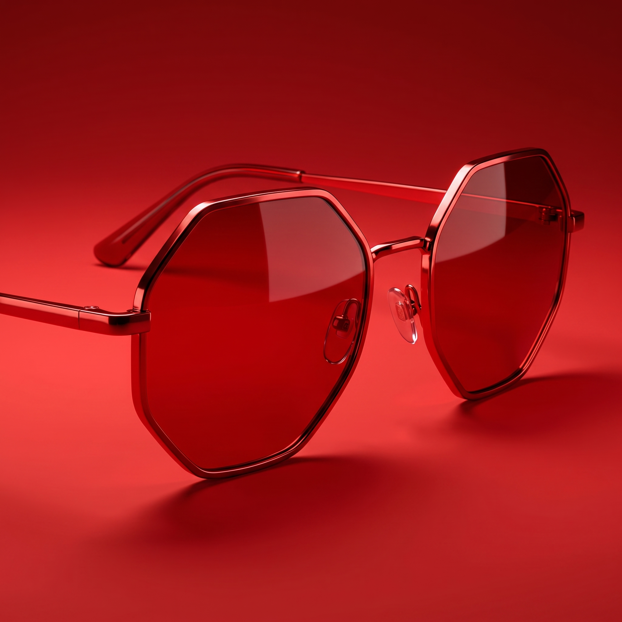 Retro Metal Red Tinted Anti-Blue Light Sunglasses (Red Frame)